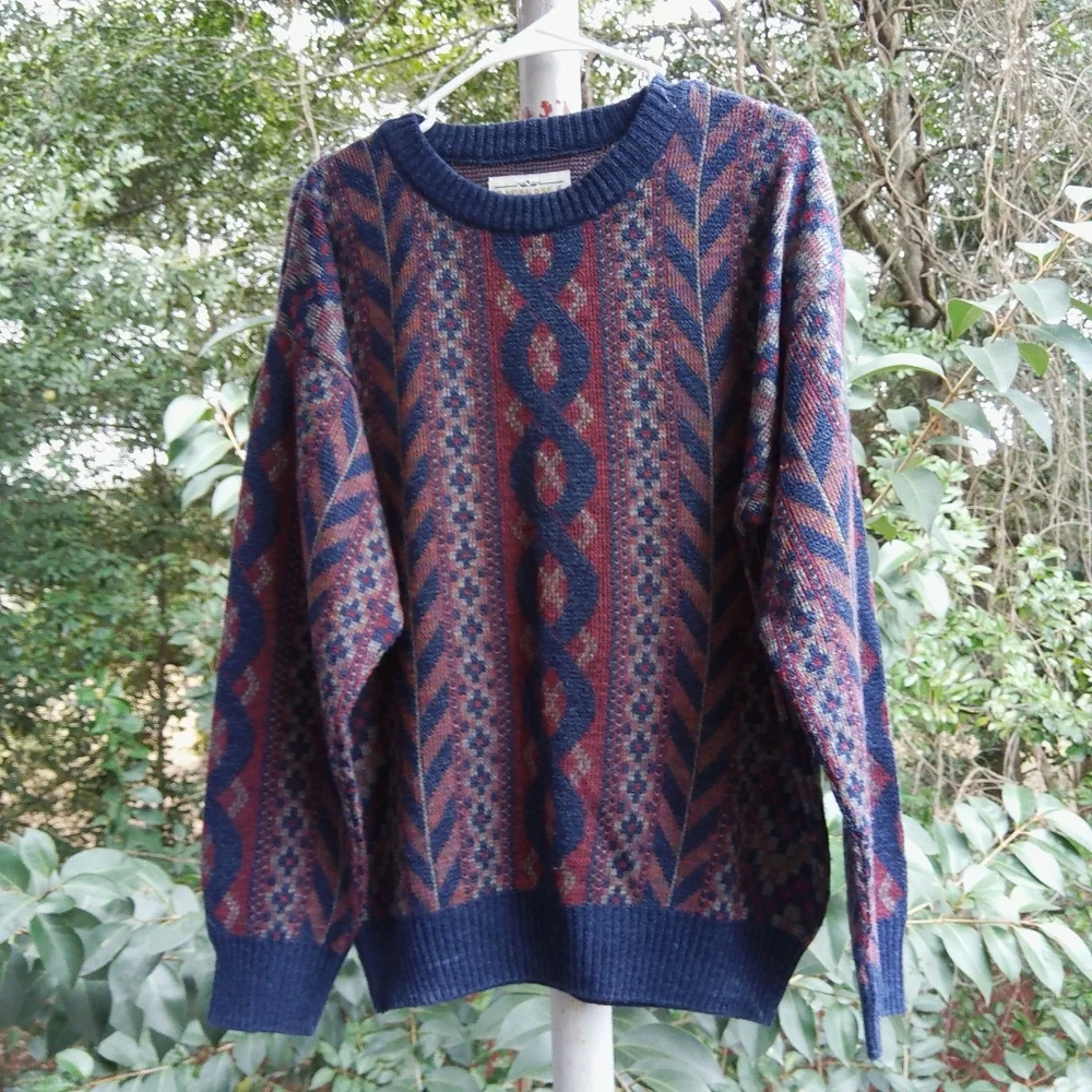 Vintage 80s Academia Preppy Retro Grandpa Pullover Crewneck Sweater - Picture 4 of 11